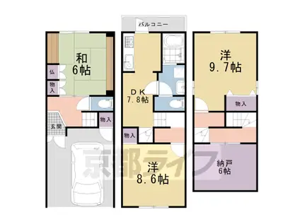 京都市烏丸線 北大路駅 徒歩13分 3階建 築32年(3SDK)の間取り写真