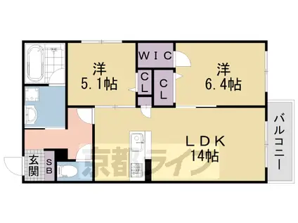 京阪電気鉄道京阪線 藤森駅 徒歩14分 2階建 築1年(2LDK/2階)の間取り写真