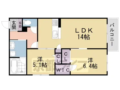 京阪電気鉄道京阪線 藤森駅 徒歩14分 2階建 築1年(2LDK/1階)の間取り写真