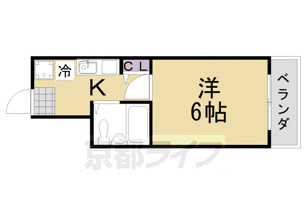 阪急電鉄嵐山線 上桂駅 徒歩10分 3階建 築38年(1K/1階)の間取り写真