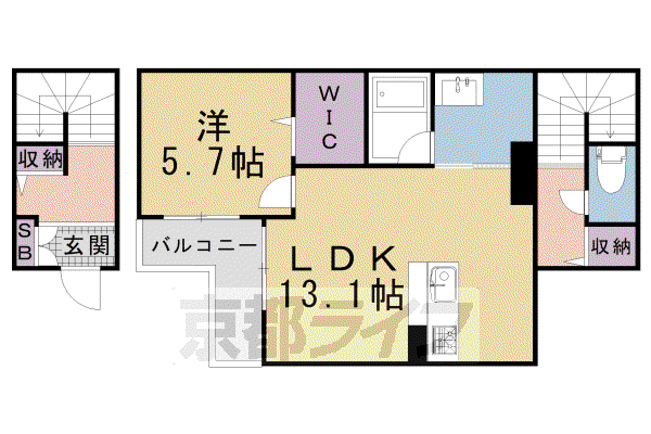 京阪電気鉄道鴨東線 出町柳駅 徒歩5分 2階建 築1年(1LDK/1階)の間取り写真