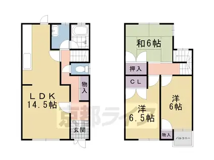 山陰本線 亀岡駅 徒歩48分 2階建 築32年(3LDK)の間取り写真