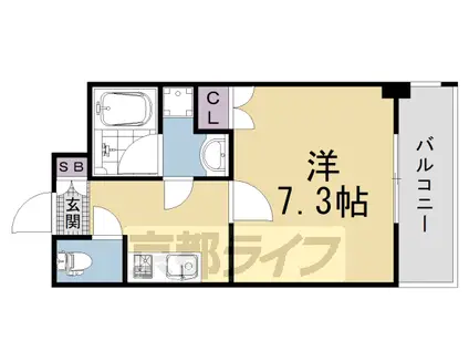 阪急電鉄京都線 西京極駅 徒歩5分 7階建 築1年(1K/3階)の間取り写真