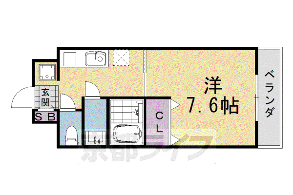 グランレブリー桂有栖川Ⅰ(1K/3階)の間取り写真