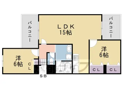 阪急電鉄京都線 桂駅 徒歩15分 3階建 築31年(2LDK/3階)の間取り写真