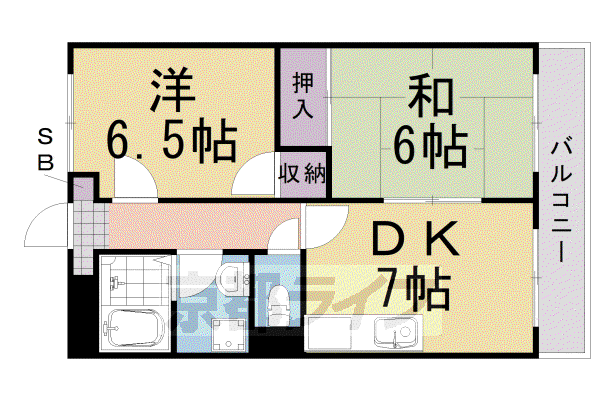 阪急電鉄嵐山線 上桂駅 徒歩10分 3階建 築31年(2DK/2階)の間取り写真