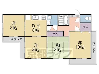 阪急電鉄嵐山線 上桂駅 徒歩9分 5階建 築38年(4DK/5階)の間取り写真