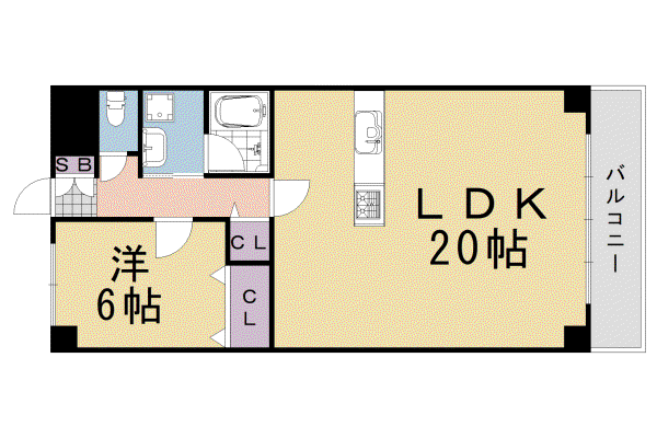 レジデンス桂川(1LDK/4階)の間取り写真