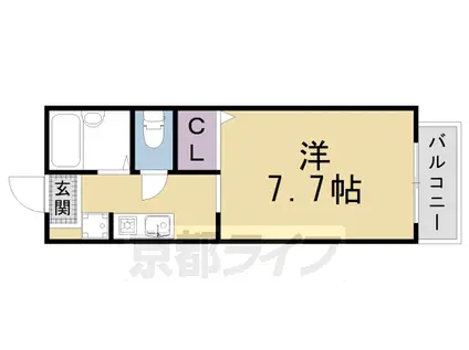 山陰本線 丹波口駅 徒歩10分 2階建 築27年(1K/1階)の間取り写真