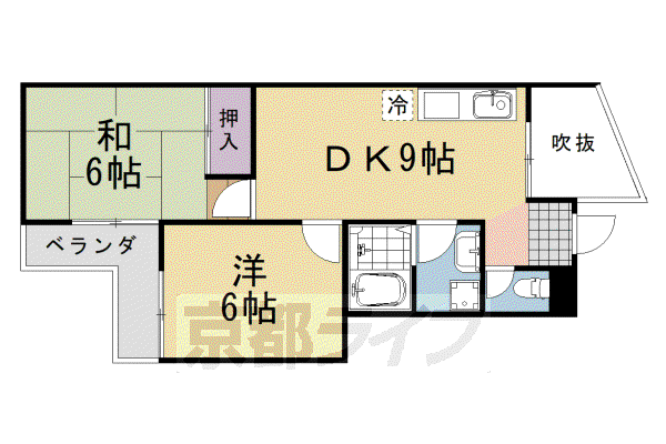 阪急電鉄嵐山線 上桂駅 徒歩15分 3階建 築37年(2DK/2階)の間取り写真