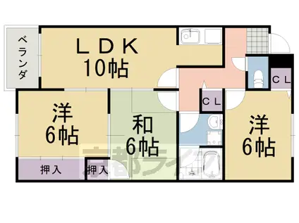阪急電鉄嵐山線 上桂駅 徒歩13分 3階建 築32年(3LDK/2階)の間取り写真