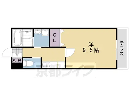 阪急電鉄嵐山線 上桂駅 徒歩3分 2階建 築18年(1K/1階)の間取り写真