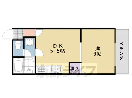 阪急電鉄京都線 桂駅 徒歩21分 2階建 築20年(1DK/1階)の間取り写真