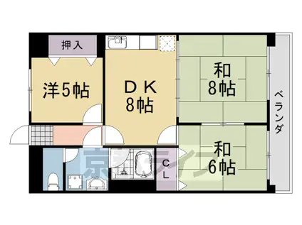 阪急電鉄京都線 桂駅 徒歩4分 2階建 築37年(3DK/1階)の間取り写真