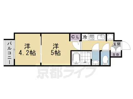 エステムコート京都二条(2K/5階)の間取り写真