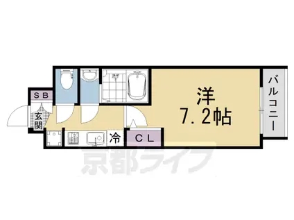 エステムコート京都二条(1K/6階)の間取り写真