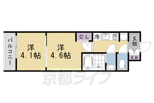 エステムコート京都二条(2K/7階)の間取り写真
