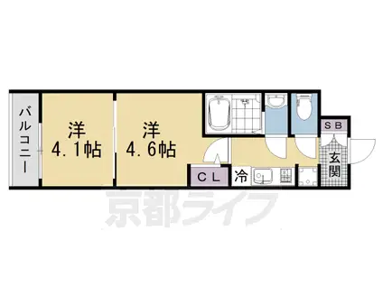 エステムコート京都二条(2K/3階)の間取り写真