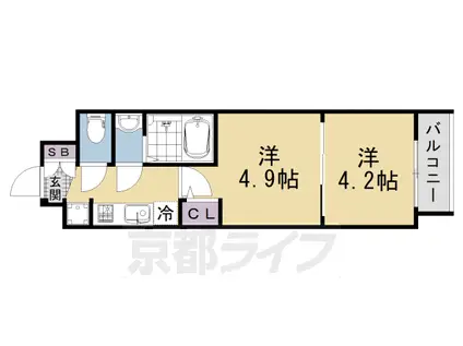 エステムコート京都二条(2K/6階)の間取り写真
