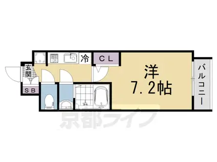 エステムコート京都二条(1K/2階)の間取り写真