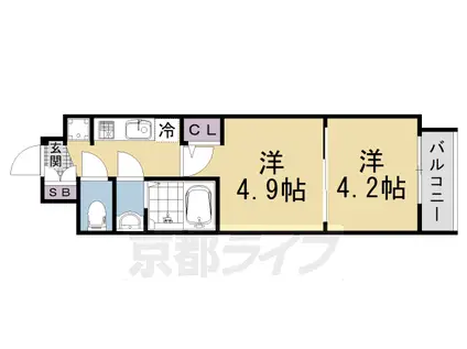 エステムコート京都二条(2K/5階)の間取り写真