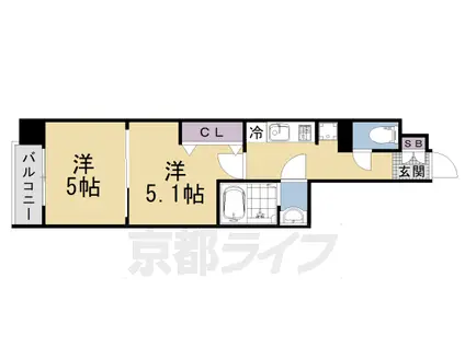 エステムコート京都二条(2K/3階)の間取り写真