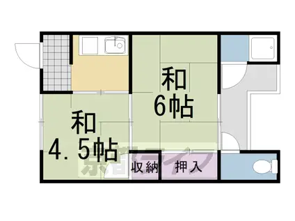 阪急電鉄京都線 桂駅 徒歩14分 2階建 築56年(2K/2階)の間取り写真