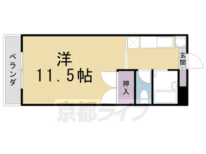 阪急電鉄京都線 桂駅 徒歩54分 2階建 築31年(1K/2階)の間取り写真