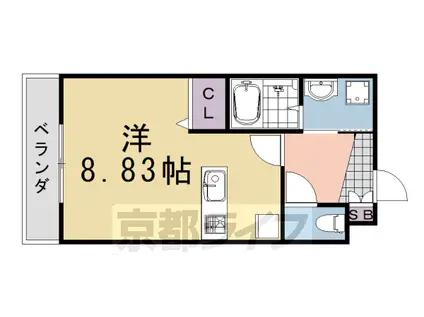 阪急電鉄嵐山線 上桂駅 徒歩10分 3階建 築22年(1K/3階)の間取り写真