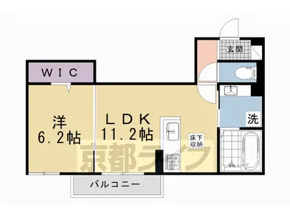 京都市烏丸線 北山駅(京都) 徒歩7分 2階建 築1年(1LDK/1階)の間取り写真