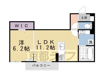 京都市烏丸線 北山駅(京都) 徒歩7分 2階建 築1年(1LDK/2階)の間取り写真