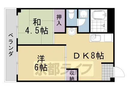 阪急電鉄京都線 桂駅 徒歩20分 3階建 築46年(2DK/2階)の間取り写真