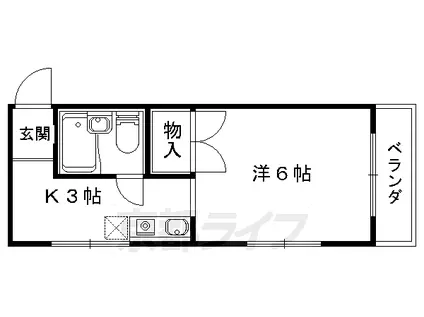 ハイツ足立(1K/3階)の間取り写真