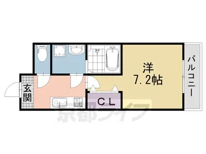 東海道本線 山科駅 徒歩10分 4階建 築3年(1K/4階)の間取り写真