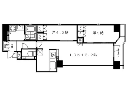 京都市烏丸線 烏丸御池駅 徒歩5分 11階建 築9年(2LDK/4階)の間取り写真