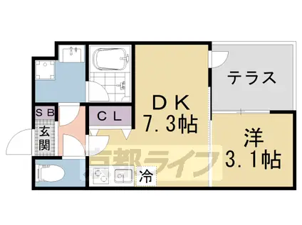 VINA山科ウエスト(1DK/1階)の間取り写真