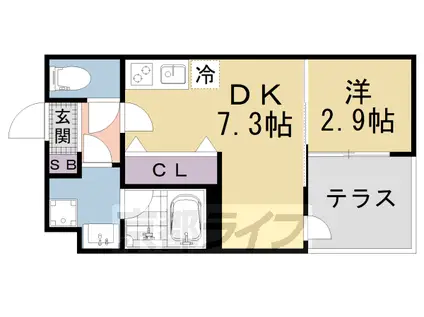 VINA山科ウエスト(1DK/1階)の間取り写真