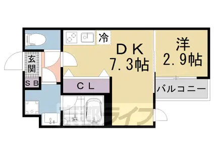 VINA山科ウエスト(1DK/3階)の間取り写真