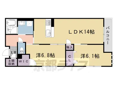 山陰本線 円町駅 徒歩8分 3階建 新築(2LDK/2階)の間取り写真