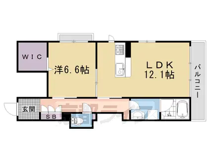 山陰本線 円町駅 徒歩8分 3階建 新築(1LDK/2階)の間取り写真