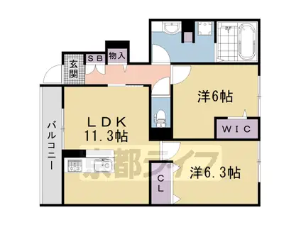 ソレイユ嵯峨野(2LDK/1階)の間取り写真