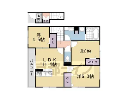 阪急電鉄嵐山線 松尾大社駅 徒歩14分 2階建 築1年(3LDK/2階)の間取り写真