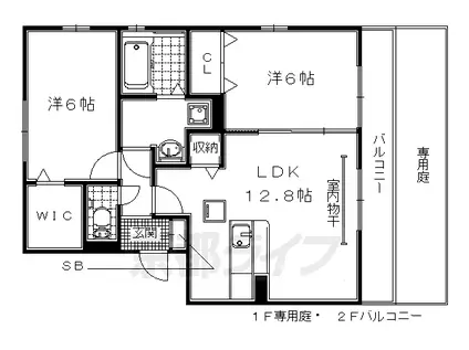 関西本線 平城山駅 徒歩45分 3階建 築19年(2LDK/1階)の間取り写真