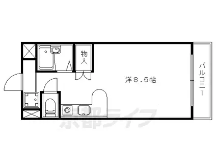 京都市東西線 小野駅(京都) 徒歩12分 4階建 築35年(ワンルーム/2階)の間取り写真