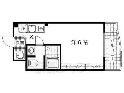京都市東西線 小野駅(京都) 徒歩12分 4階建 築36年(ワンルーム/4階)の間取り写真