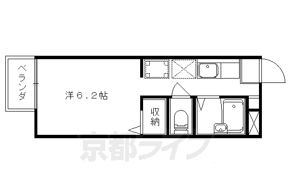 京都市東西線 椥辻駅 徒歩16分 2階建 築33年(1K/2階)の間取り写真