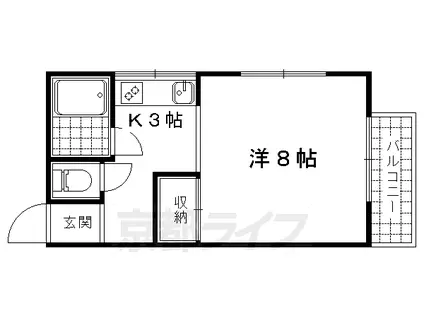京都市東西線 山科駅 徒歩3分 2階建 築36年(1K/2階)の間取り写真