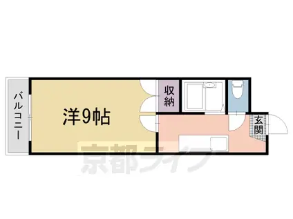 東海道本線 山科駅 徒歩12分 4階建 築33年(1K/4階)の間取り写真