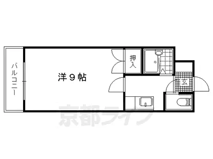 東海道本線 山科駅 徒歩12分 4階建 築33年(1K/1階)の間取り写真