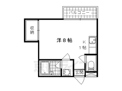京都市東西線 御陵駅 徒歩13分 3階建 築36年(ワンルーム/1階)の間取り写真